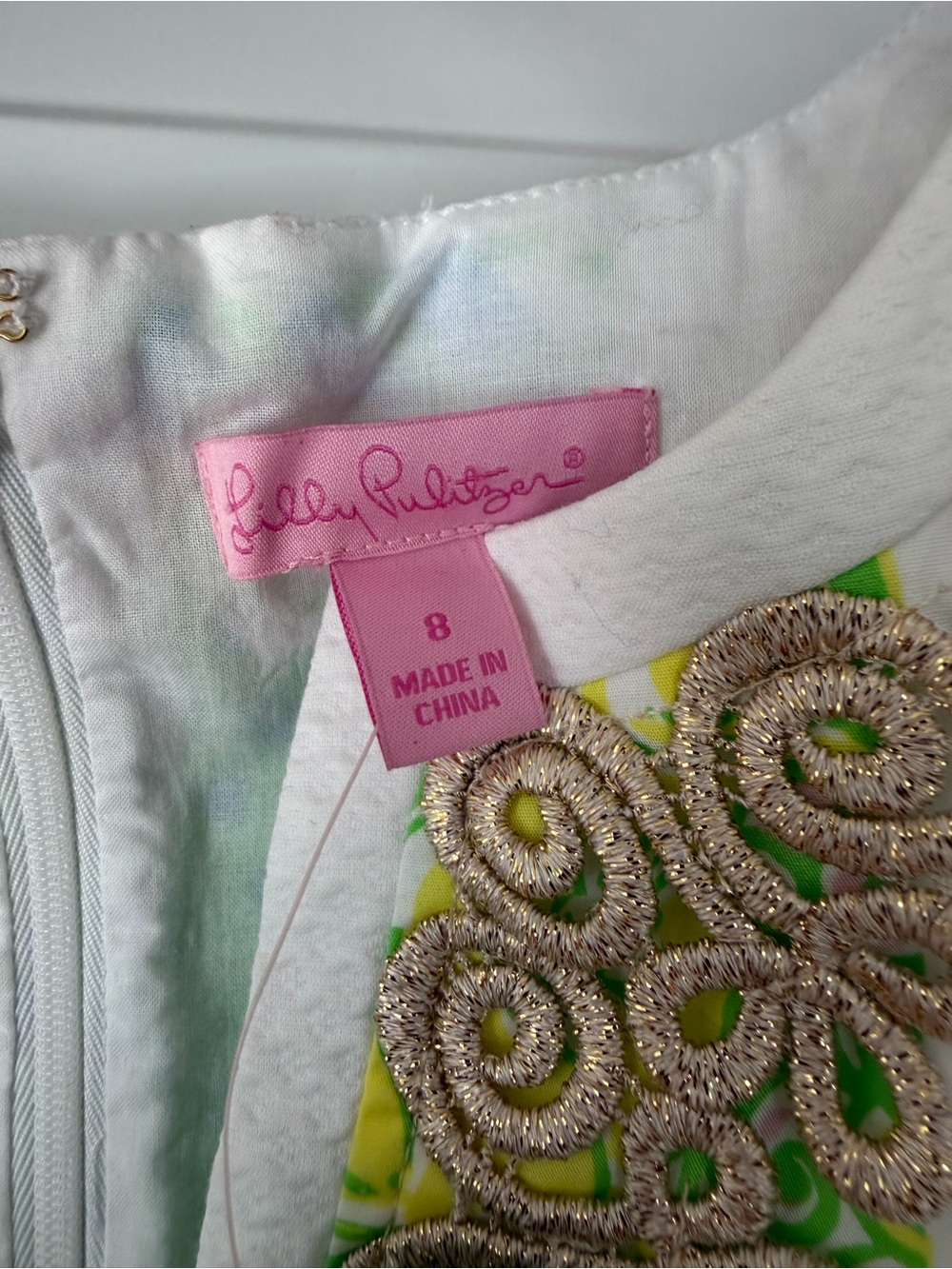Lilly Pulitzer White Patchwork Floral Dress with Green & Blue Accents - Picture 4 of 4